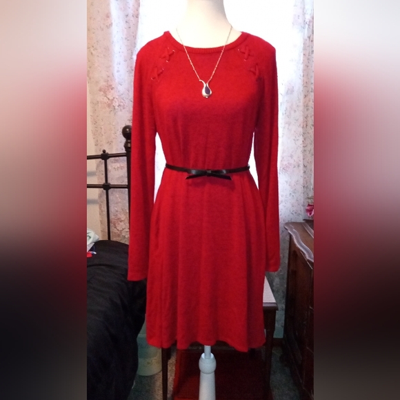 Red Sweater Dress Size M - Picture 1 of 7